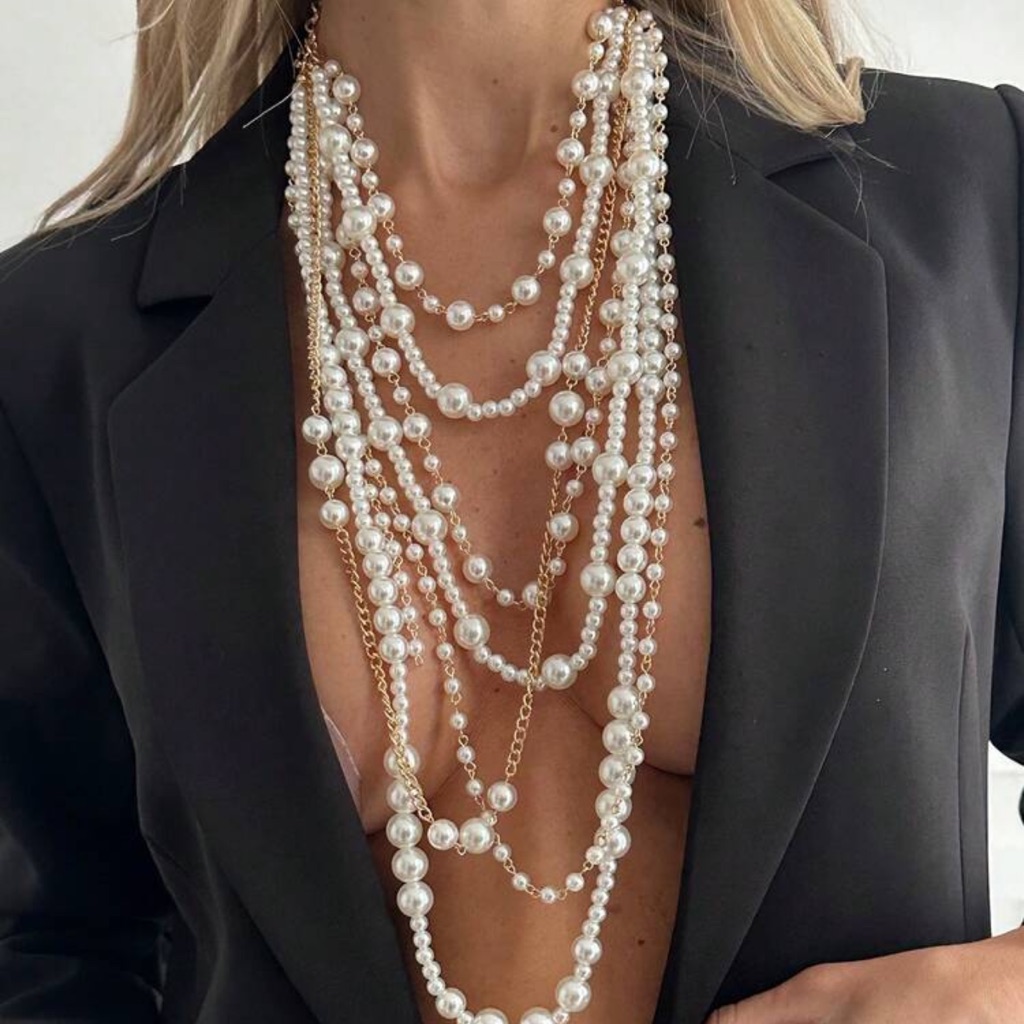 1pc Bohemian Multi-Layer Faux Pearl Fashion Womens Cross Chain Necklace 28$